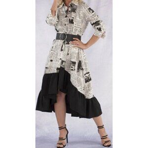 For Her NYC Black/White, Black Newspaper,‎ Size Large 81549